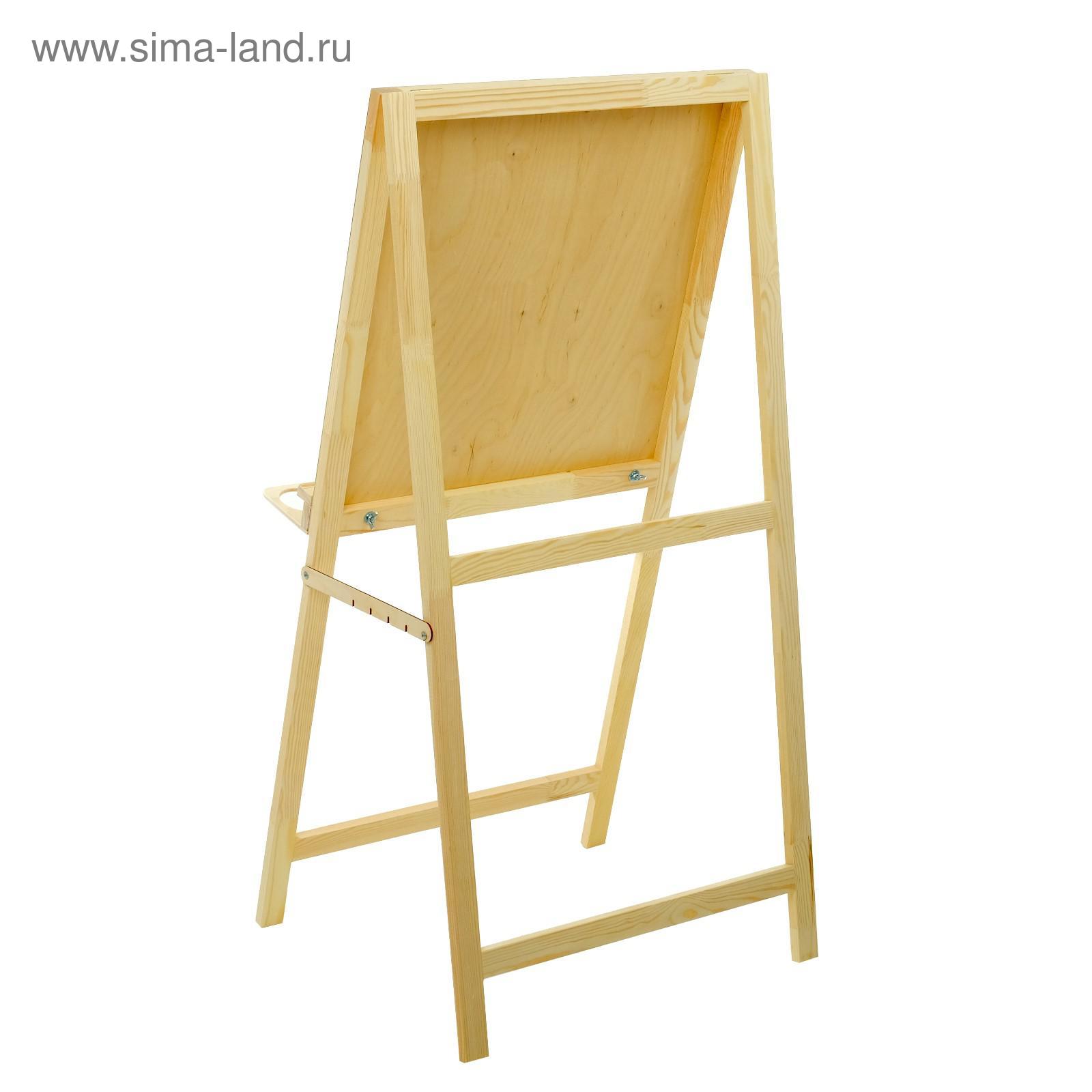 Мольберт тип «Хлопушка», 120×60×65 см, планшет 60×60 см, полка с двумя подстаканниками, неокрашенное дерево, Calligrata