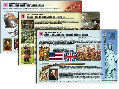 Комплект таблиц по истории раздат. "Новая история. Ч.1" (цвет., лам., 6 шт.)