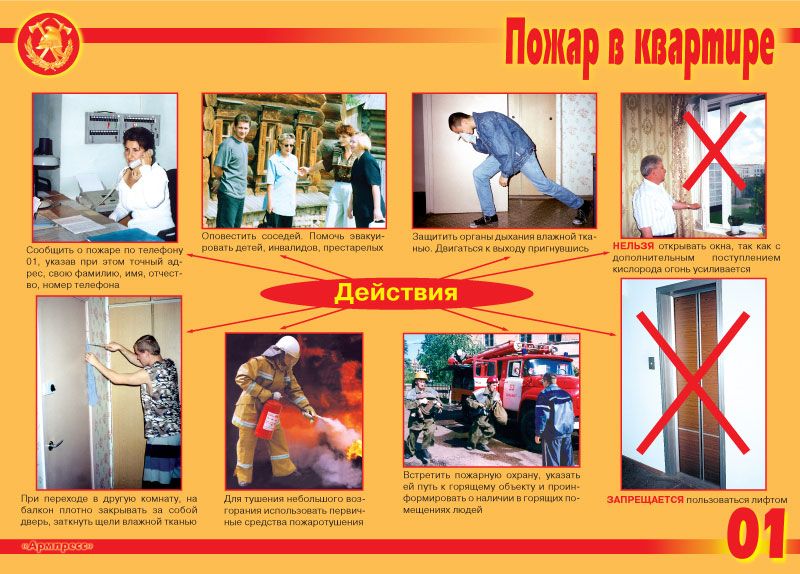 Плакаты "Действия при пожаре"